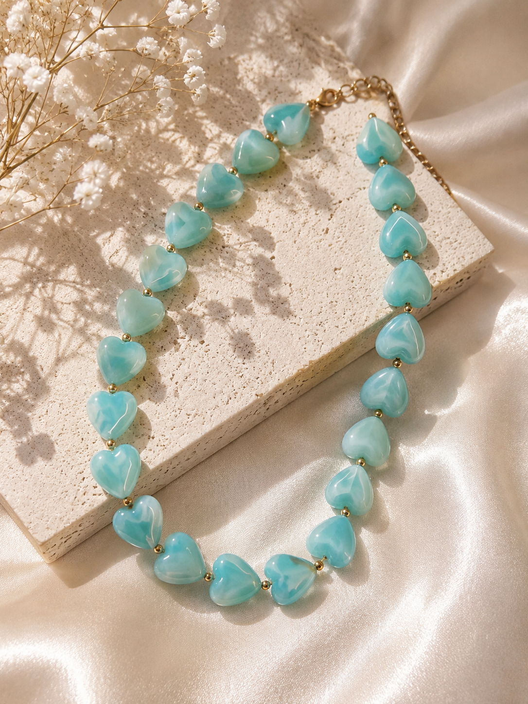 Aqua Hearts Necklace